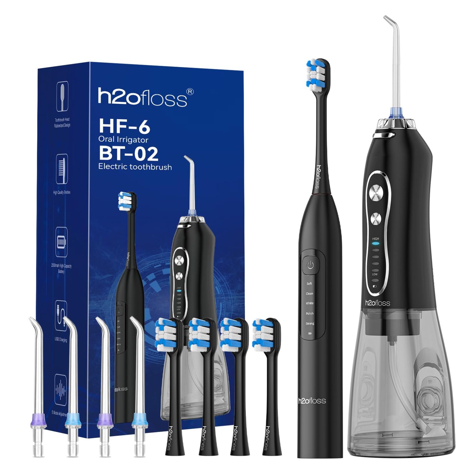 واتر جت و مسواک برقی H2ofloss مدل HF-6 BT-02 پک کامل